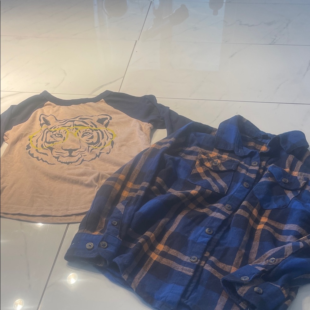 Combo two shirts Blue and Tan Plaid